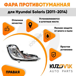 Фара противотуманная правая Hyundai Solaris 1 (2011-2014) KUZOVIK
