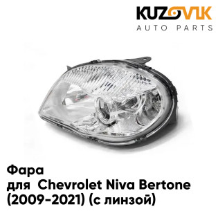 Фара левая Chevrolet Niva Bertone (2009-2021) (с линзой) KUZOVIK